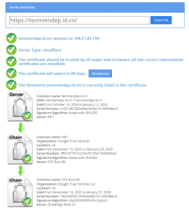 Kiểm tra chứng chỉ thông qua công cụ SSL Shopper