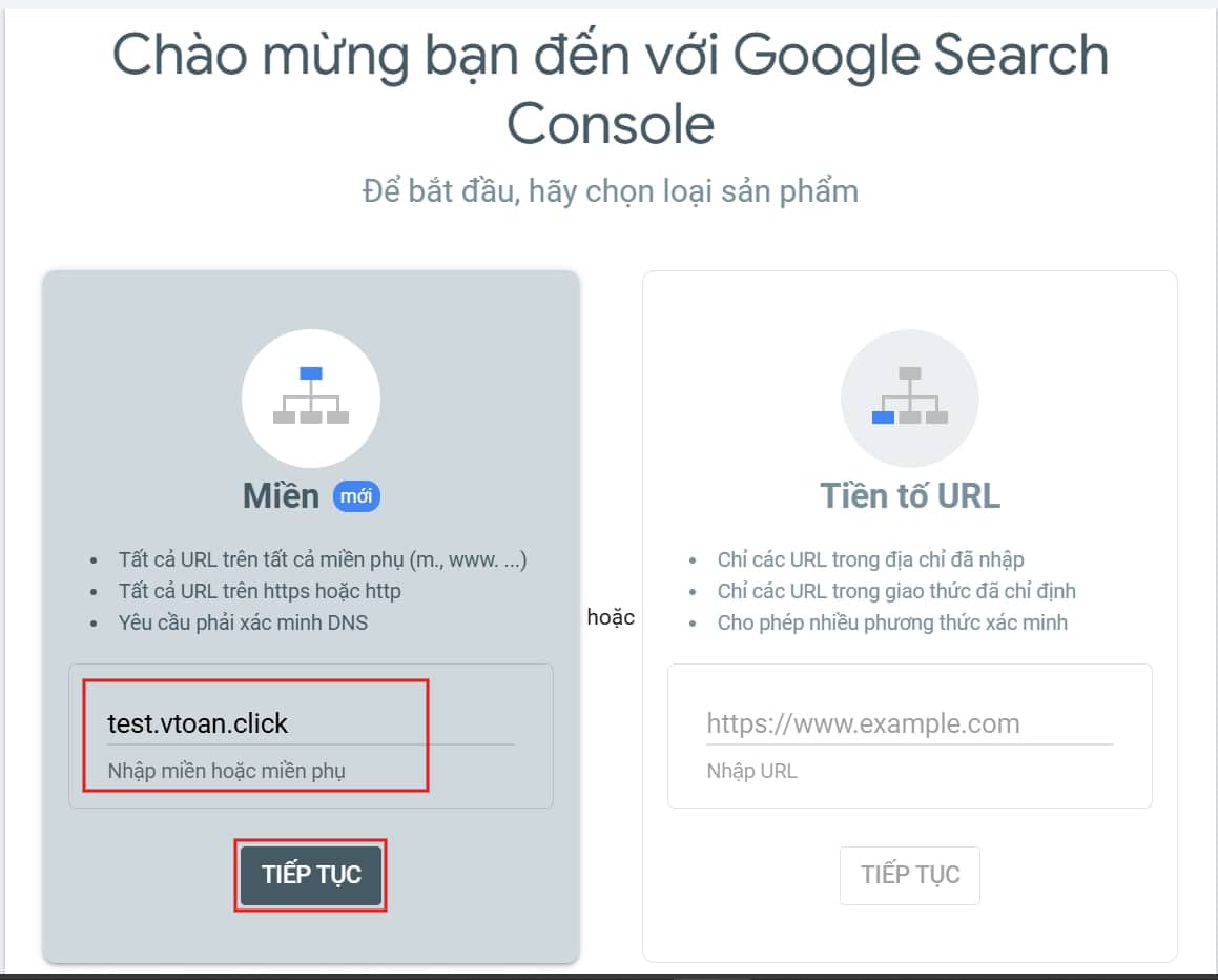 Truy cập địa chỉ và nhập tên miền