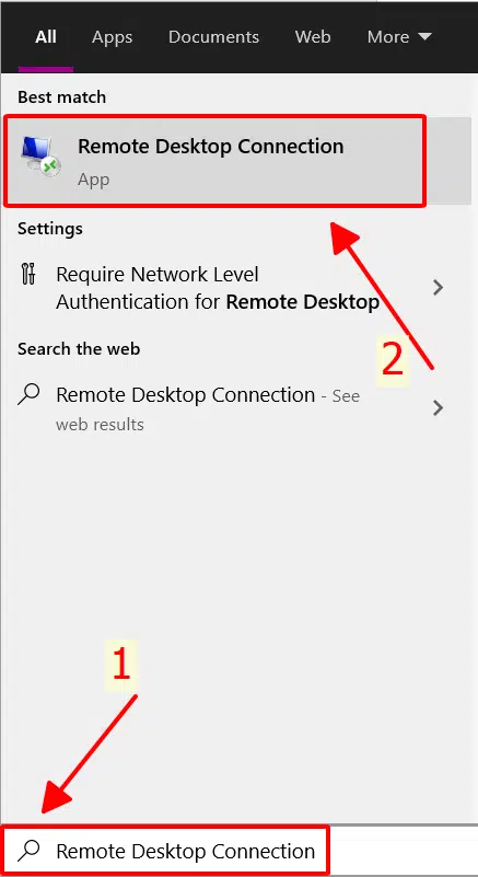 Chọn Remote Desktop Connection