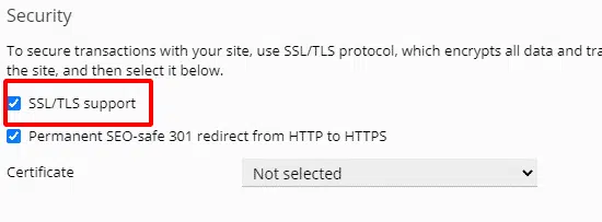 Click vào SSL/TLS support