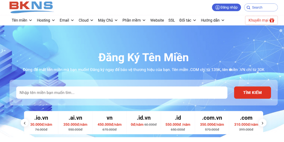 Đăng ký tên miền .ai.vn và .io.vn tại BKNS