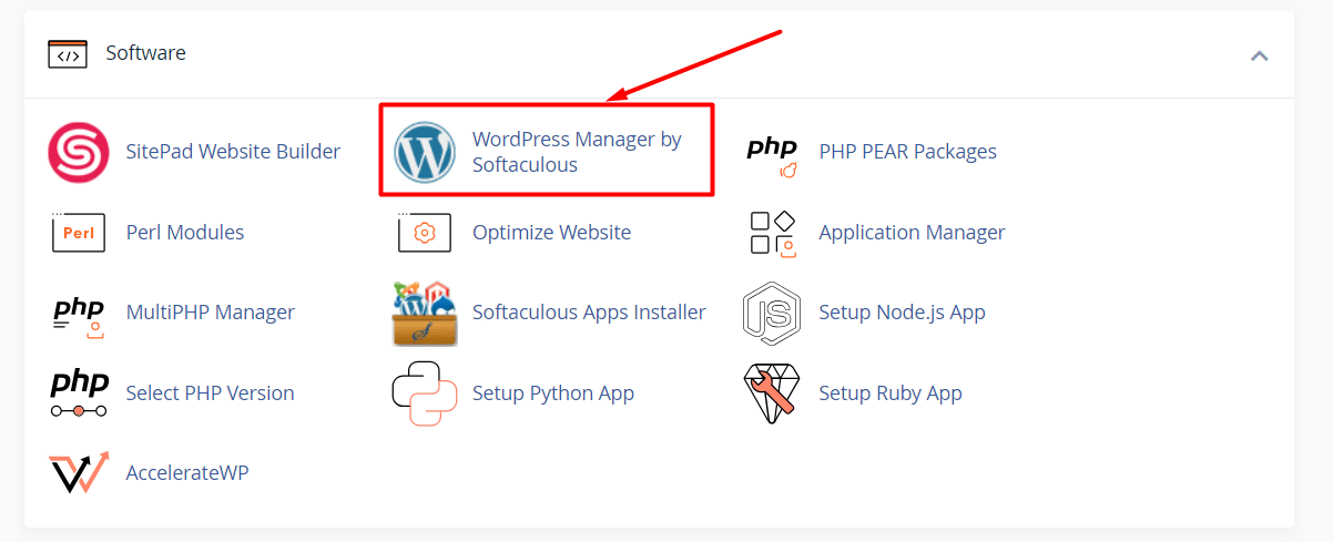 Chọn WordPress Manager by Softaculous