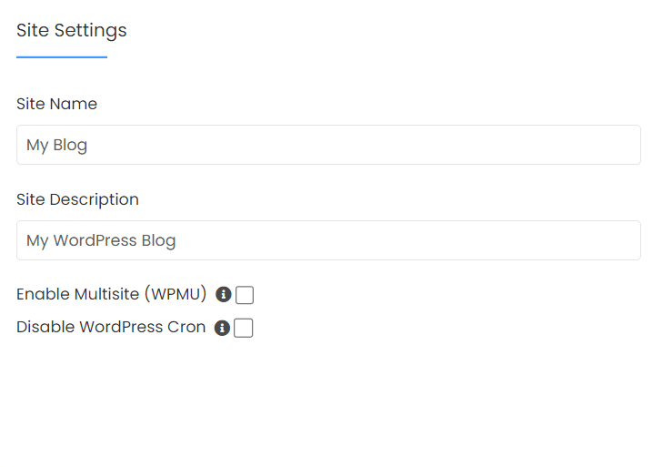 Mục Site Settings