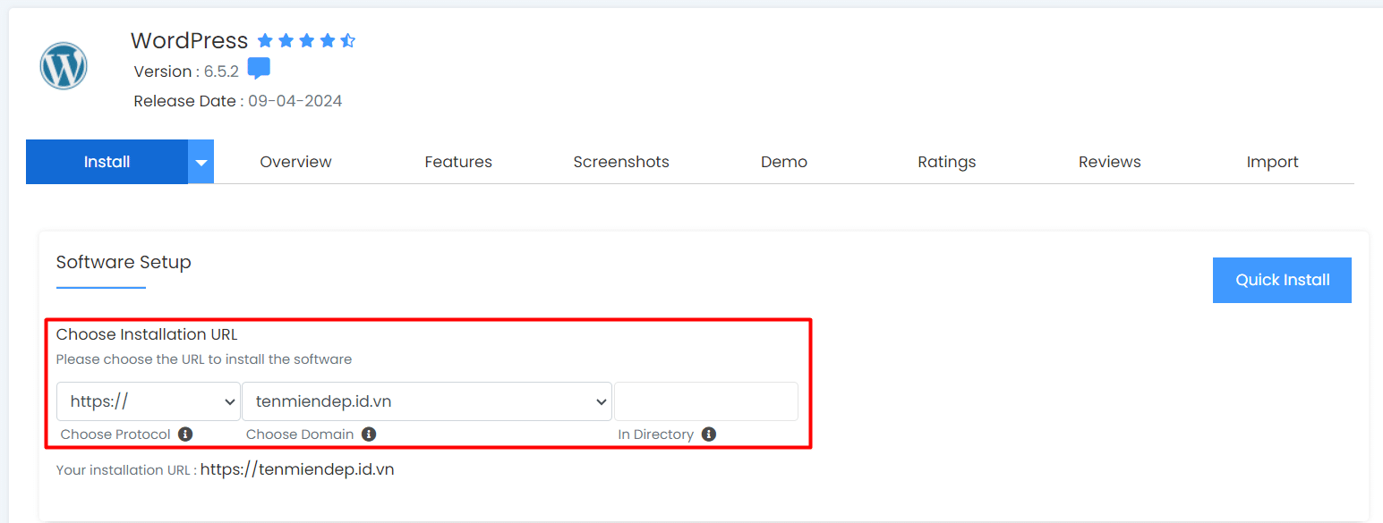 Mục Software Setup