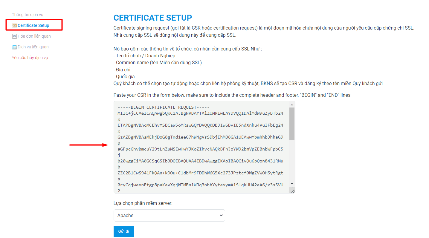 Mã CSR sau khi thanh toán