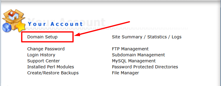 Chọn Domain Setup