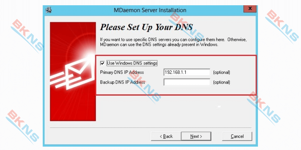 Nhập địa chỉ DNS Backup nếu có