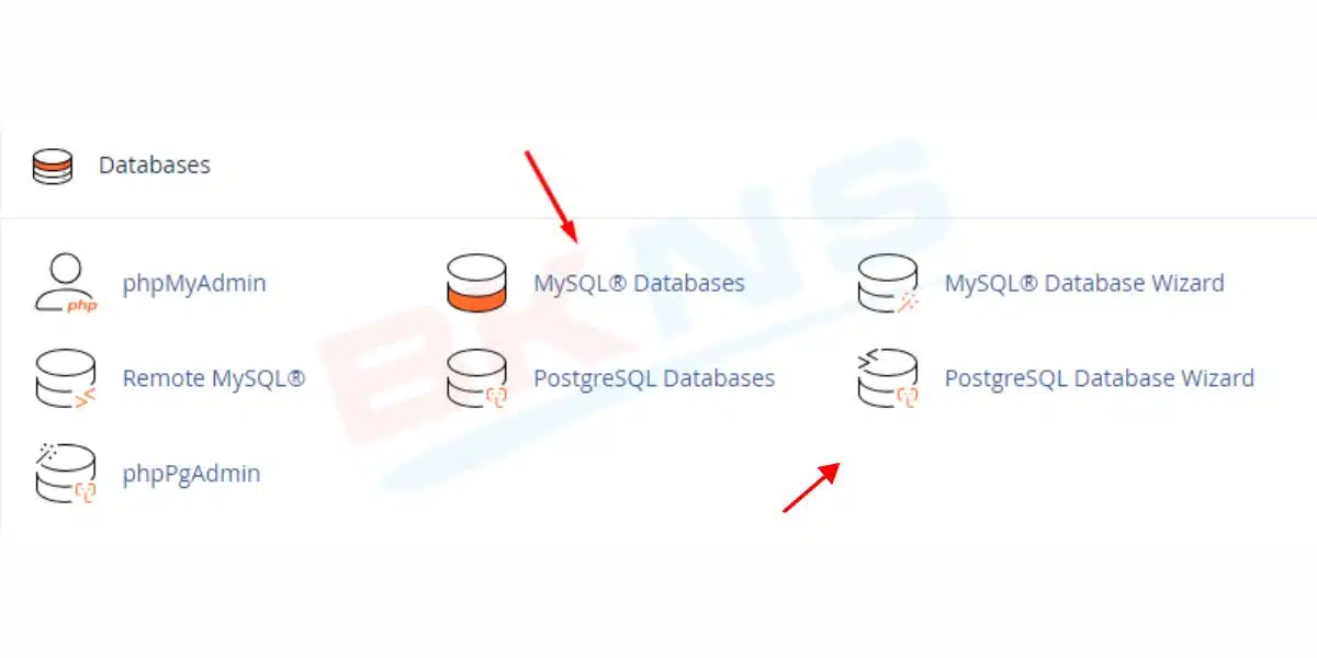 Chọn MySQL Databases