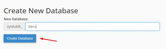 Nhập tên Database