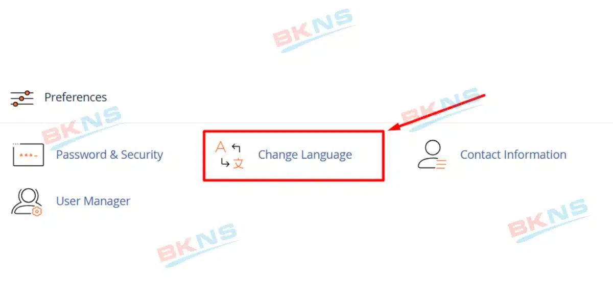 Chọn Change Language