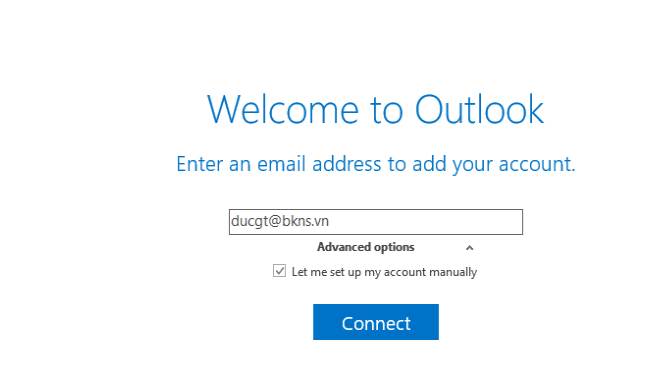 Chọn email nếu mới cài đặt Outlook