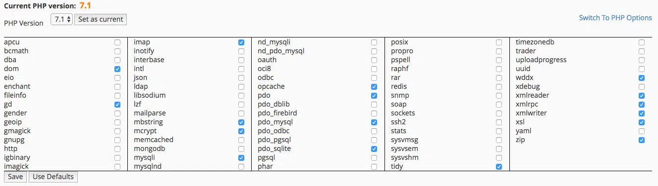 Kích hoạt một số extension cần thiết ở PHP-7