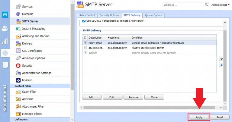 Hướng dẫn cấu hình Email Relay trên mailserver Kerio