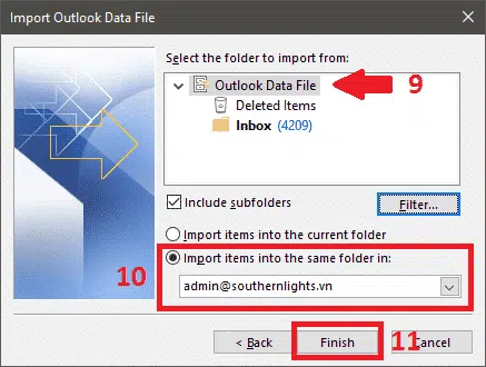 Hướng dẫn import file backup .pst (Outlook) vào email Kerio