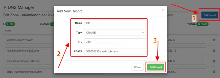 Chỉnh cấu hình DNS cho CDN