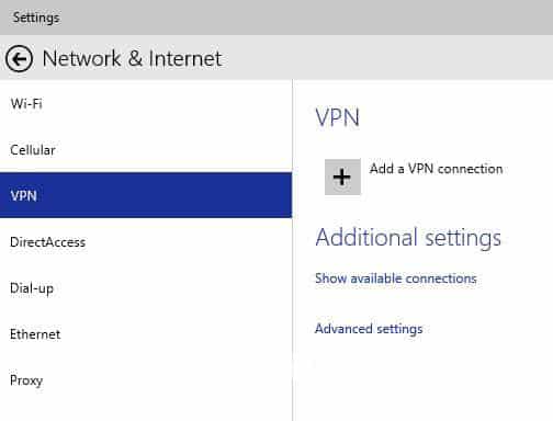 Click vào Add A VPN Connection