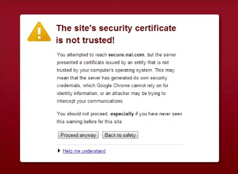 Server’s certificate is not trusted