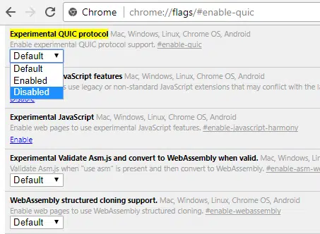 Tắt giao thức QUIC để khắc phục lỗi err_ssl_protocol_error