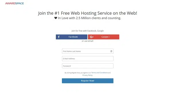 AwardSpace.com cung cấp dịch vụ hosting free