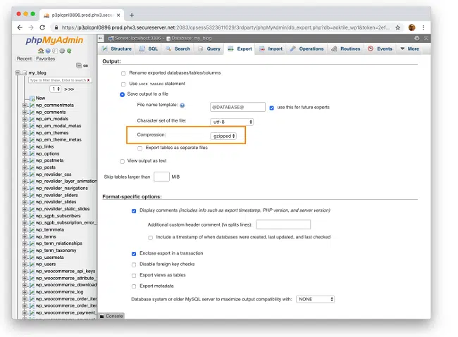 Backup database MySql bằng phpMyAdmin 5