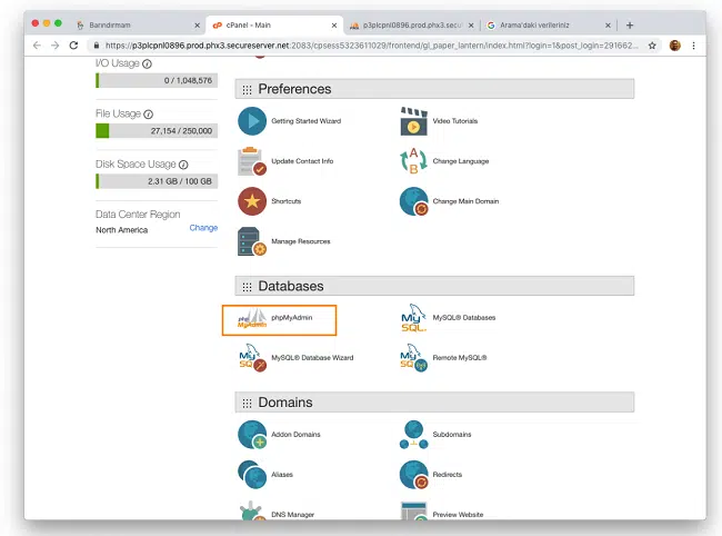 Backup database MySql bằng phpMyAdmin