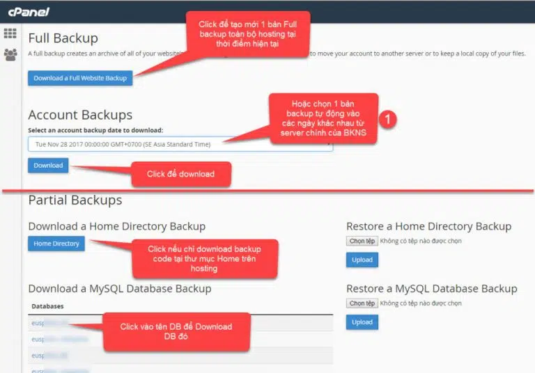 Hướng dẫn backup full code và database hosting Cpanel