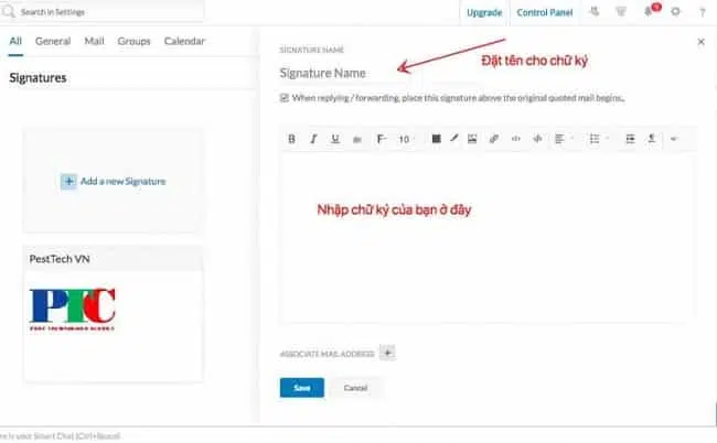 Các bước tạo chữ ký trong Zoho Mail 2