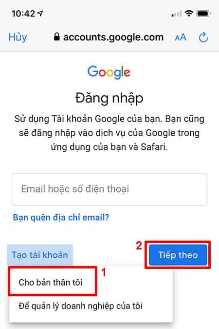 click "cho bản thân tôi"