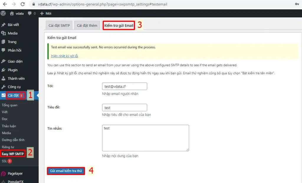 gửi mail bằng Plugin Easy WP SMTP WordPress