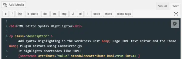 HTML Editor Syntax Highlighter giúp plugin hỗ trợ soạn thảo trong wordpress