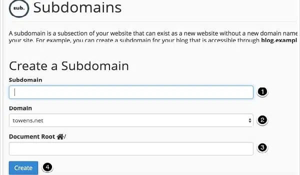 Các bước tạo Subdomain trong hosting cPanel