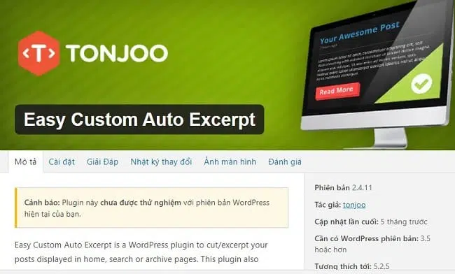 Plugin thu gọn bài viết trong wordpress với Easy Custom Auto Excerpt