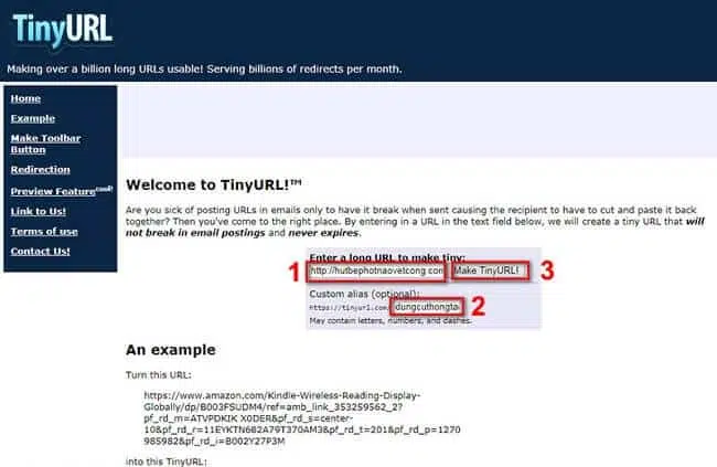Rút gọn link Tinyurl 1