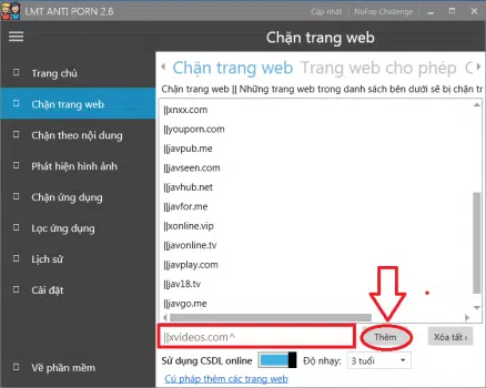 sử dụng phần mềm chặn web LMT Anti Porn bước 5