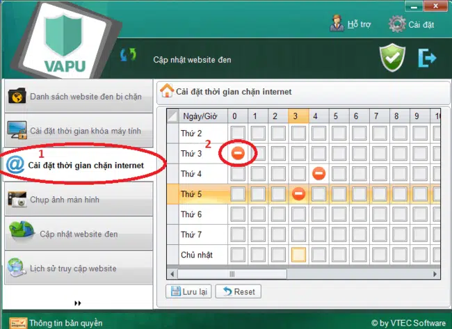 sử dụng phần mềm chặn web VAPU bước 7