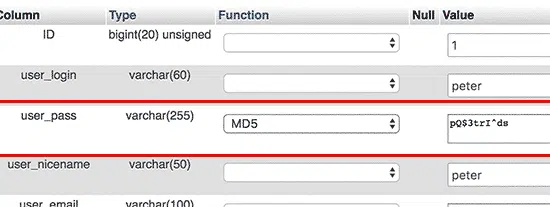 Thay đổi mật khẩu wordpress từ database 4