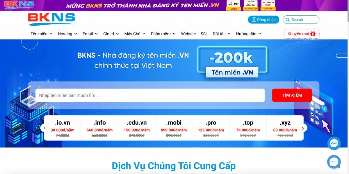 BKNS - Nhà cung cấp tên miền quốc gia Việt Nam