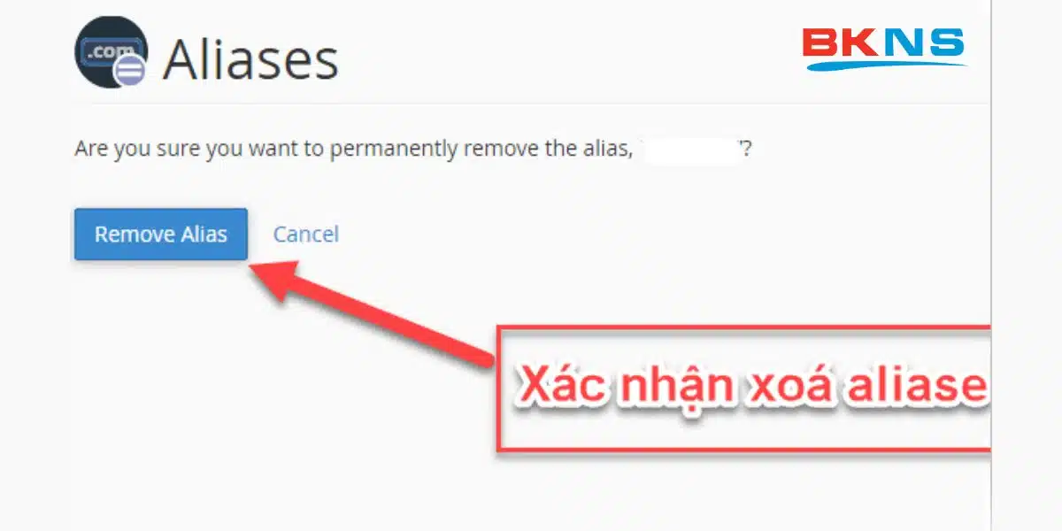 Xác nhận xóa Alias Domain