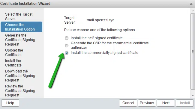 SSL Installation Option