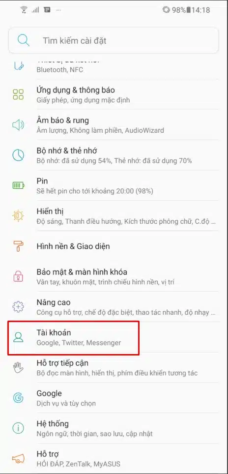 bước 3 cài đặt mail trên androi