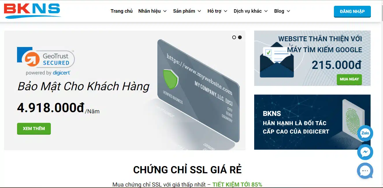 BKNS - thương hiệu uy tín hàng đầu cung cấp chứng chỉ SSL giá rẻ đáng tin cậy