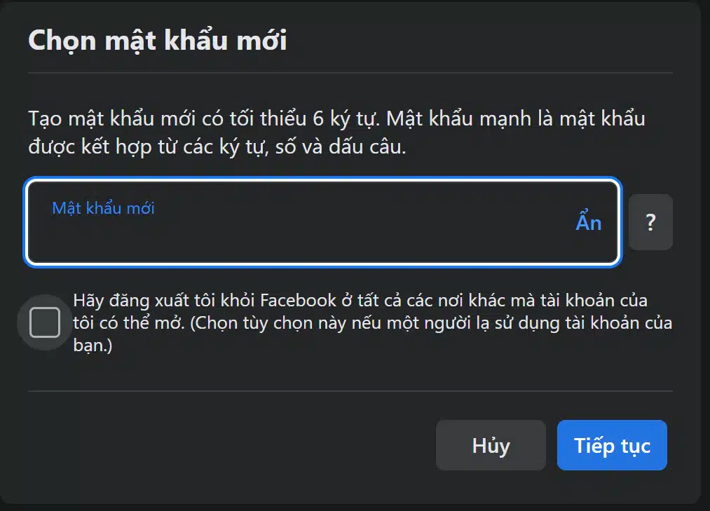 Nhập mật khẩu mới