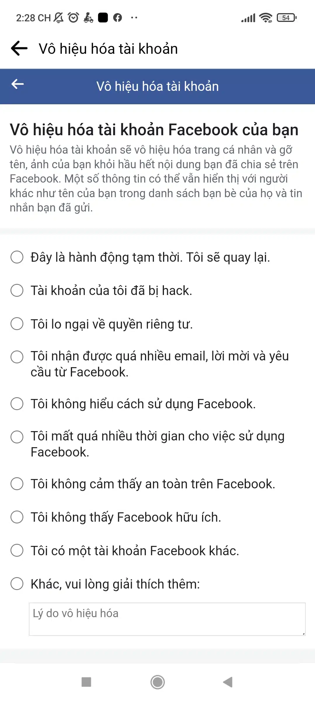 chọn lý do