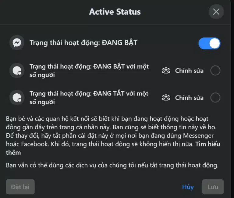 Hướng dẫn tắt trạng thái hoạt động trên Facebook