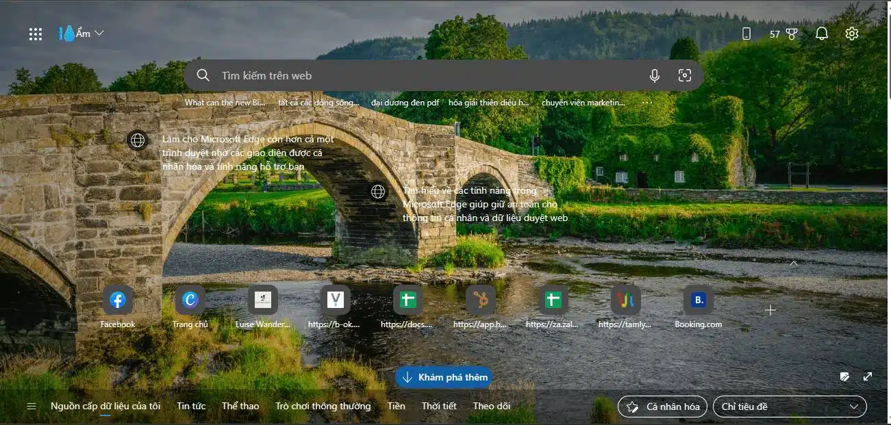 Giao diện của Microsoft Edge