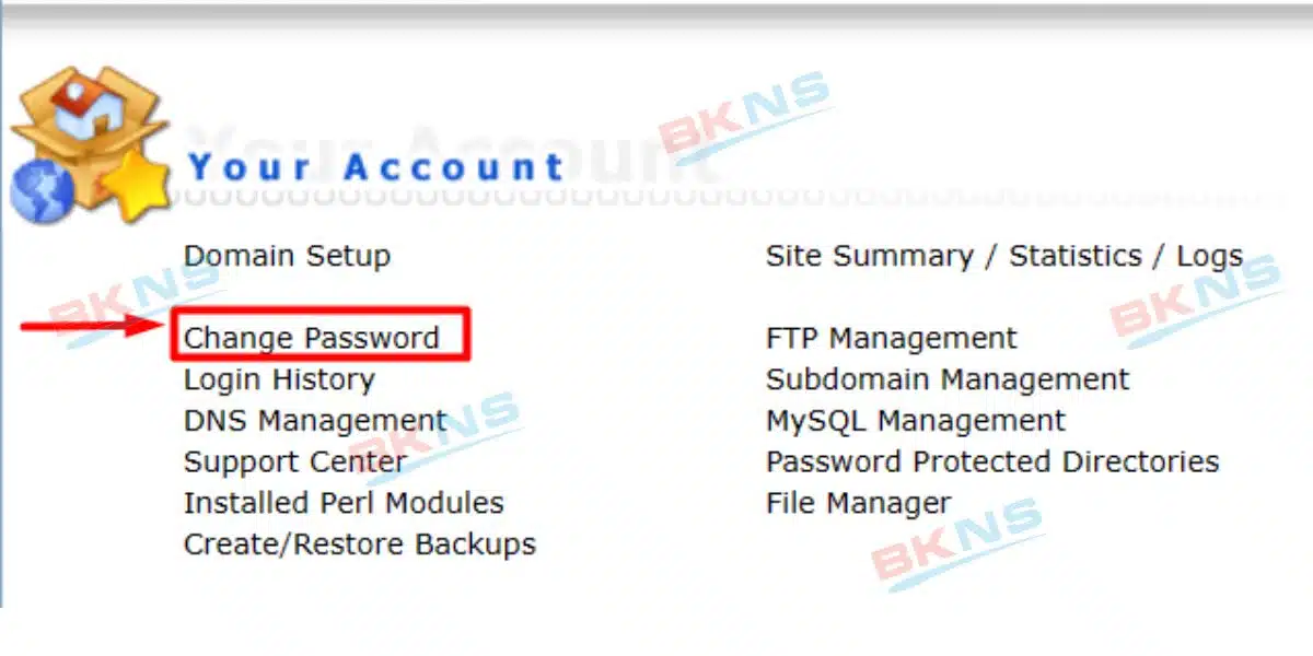 Click vào mục Change Password