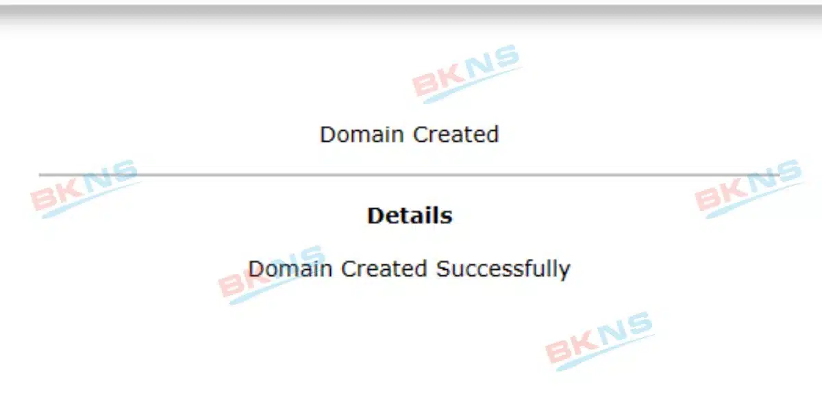 Tên miền được tạo thành công