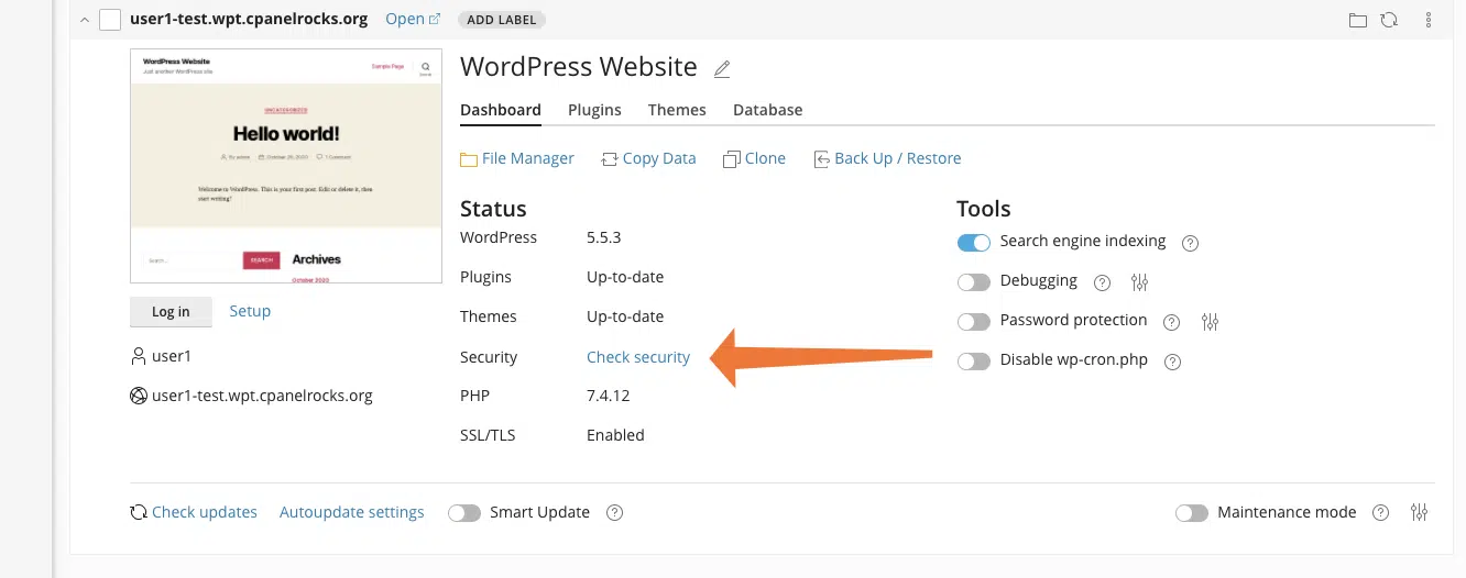 WP Toolkit đã quét trang web và đánh giá